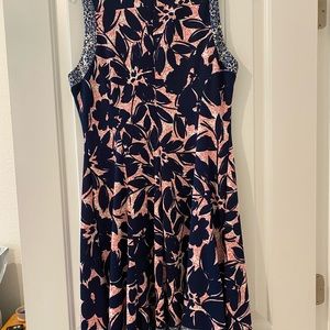 Liz Claiborne - Peach and blue dress, sleeveless, 10